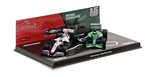 2-CAR SET - M. SCHUMACHER BELGIAN GP 1991 &amp; M. SCHUMACHER, BELGIAN GP 2021 - 30TH ANNIVERSARY