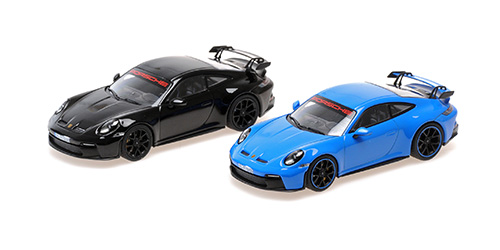 2 CAR SET - PORSCHE 911 (992) GT3 - 2021 - SHARKBLUE &amp; BLACK - SPORT AUTO