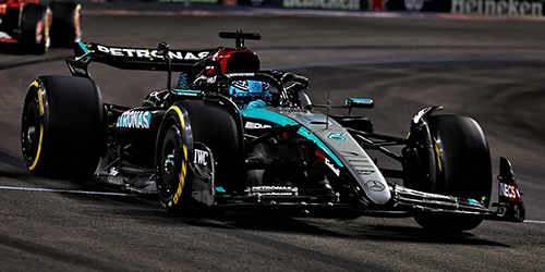 2-CAR SET - MERCEDES-AMG PETRONAS FORMULA ONE TEAM F1 W15 E PERFORMANCE - 1-2 FINISH RUSSEL / HAMILTON - LAS VEGAS GP 2024